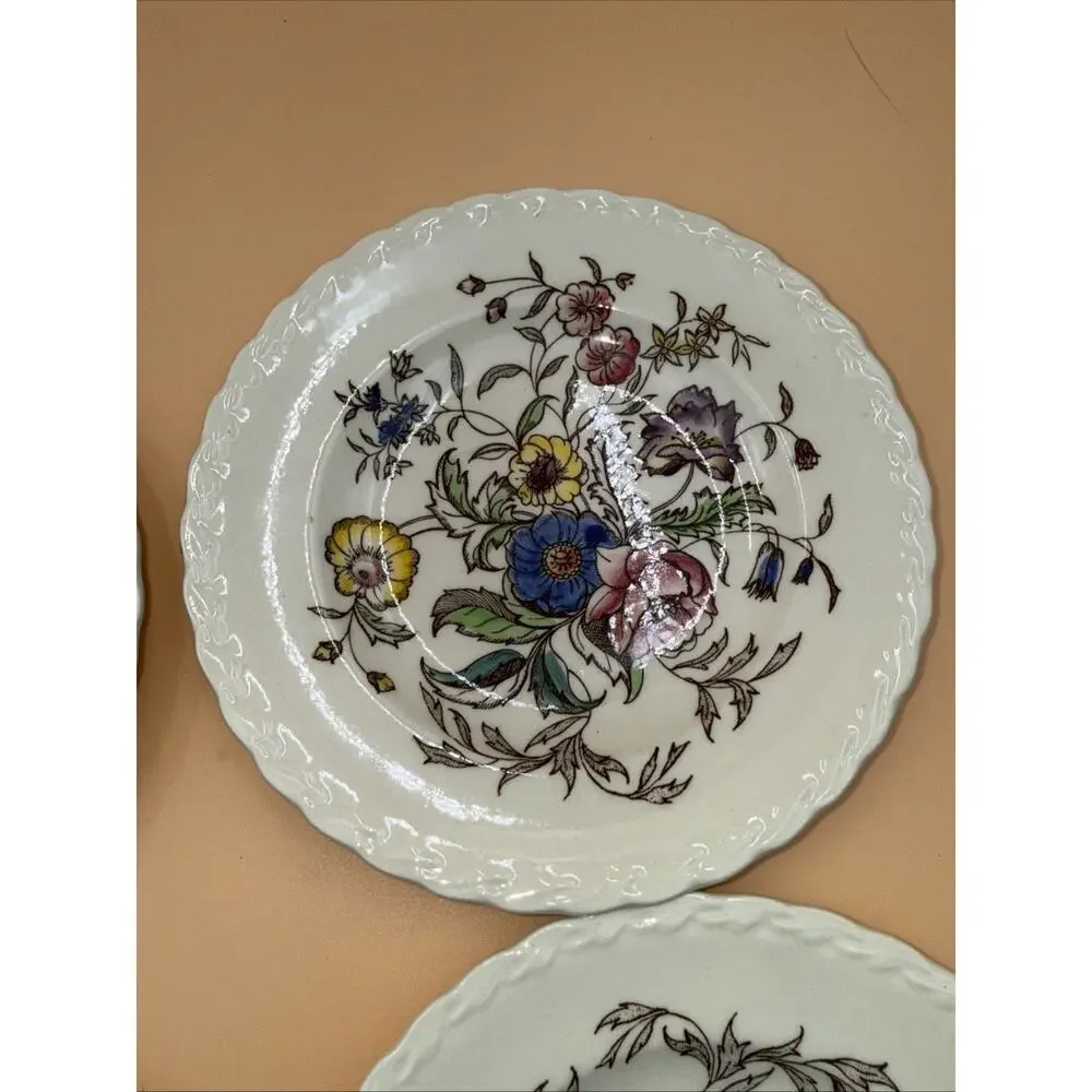 7 Vernon Kilns California USA May Flower Floral Desert Plates 6 1/2